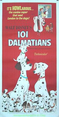 101 DALMATIANS MOVIE POSTER Folded 41x81 THREE SHEET R1969 DISNEY ANIMATION