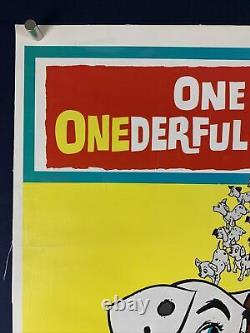 101 DALMATIANS on LINEN Orig Movie Poster One Sheet 1961 WALT DISNEY Cartoon