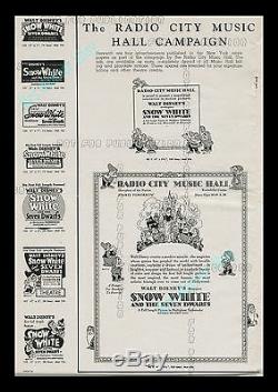 1938 Snow White and the Seven Dwarfs WALT DISNEY Campaign Book With Herald