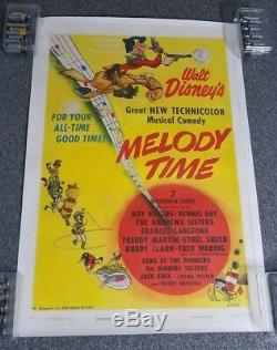 1948 Walt Disney Melody Time 1 sheet movie poster linen backed animation