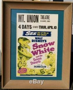1951 Disney SNOW WHITE Window Movie Theater 14x21 POSTER 50s ART vtg Frame