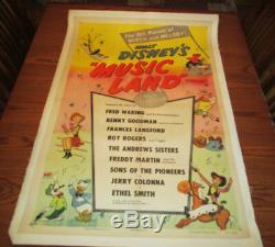 1955 Walt Disney MUSIC LAND One-Sheet Movie Poster LINEN Backed FN+ Donald Duck
