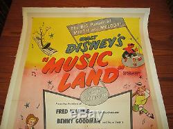 1955 Walt Disney MUSIC LAND One-Sheet Movie Poster LINEN Backed FN+ Donald Duck