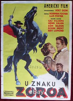 1958 Original Movie Poster The Sign of Zorro Foster William Calvin Disney YU