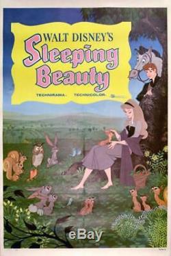 1959 Original Release 27x41 One Sheet Poster Disney's Sleeping Beauty On Linen