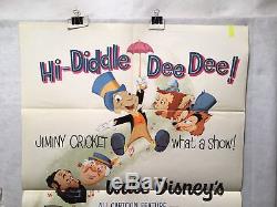 1962 Pinocchio Original 1SH Walt Disney Movie Poster 27 x 41