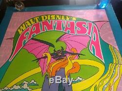 1970 FANTASIA DISNEY RE-RELEASE ROLLED ORIGINAL 27x41 MOVIE POSTER mickey mouse