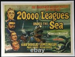 20,000 Leagues Under the Sea Original Quad Movie Poster LINEN BACKED Disney 1954