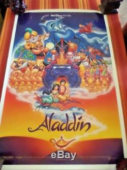ALADDIN MOVIE POSTER DOUBLE Sided ORIGINAL DISNEY AUTOGRAPHED BY LEAD ANIMATORS