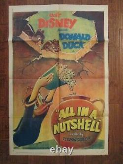 All In A Nutshell Original Donald Duck 1Sheet Movie Poster 1949 Walt Disney
