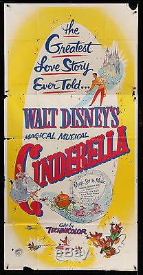 CINDERELLA 3sh Walt Disney's classic musical cartoon movie poster snow white