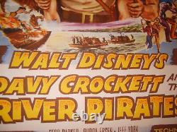 DAVY CROCKETT THE RIVER PIRATES 1956 DISNEY ORIGINAL 27x41 MOVIE POSTER (468)
