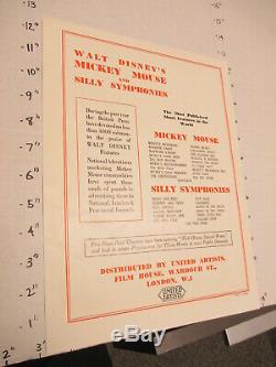 DISNEY 1933 Silly Symphony NOAH'S ARK Mickey Mouse cartoon pressbook United Art