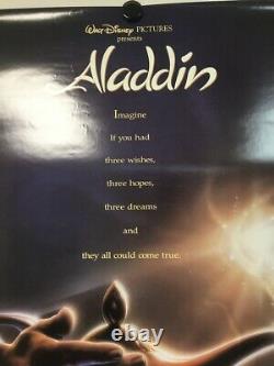 DISNEY ALADDIN 1992 ORIG DOUBLE SIDED MIRROR IMAGE MOVIE POSTER 40x27 AUTHENTIC