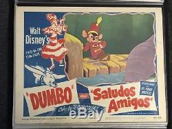 DUMBO SALUDOS AMIGOS R1949 Double Feature Original Lobby card DISNEY RKO VF/NM