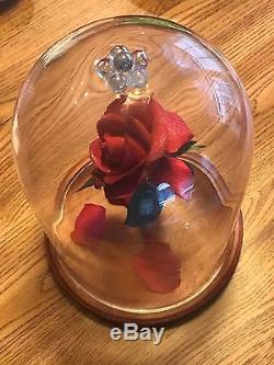 Disney Beauty and The Beast Enchanted Rose Glass Dome Belle Movie Prop Lights Up