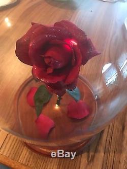 Disney Beauty and The Beast Enchanted Rose Glass Dome Belle Movie Prop Lights Up