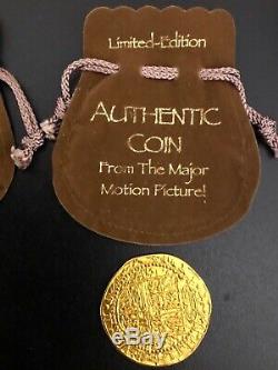 Disney Pirates Of The Caribbean Black Pearl Movie Prop Coins Lot Of 3 COA Pouch