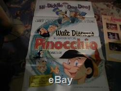 Disney's pinocchio authentic poster r62/1 27''x41''new condition1962 release