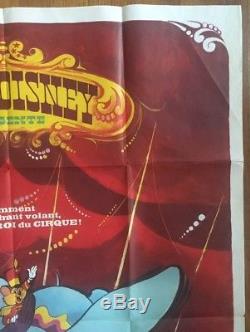 Dumbo Original Vintage Poster Walt Disney Movie Theater Promo Pin-up French 1970