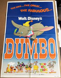 Dumbo! R'76 Walt Disney Classic Original U. S. Os Film Poster