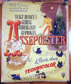 Dutch movie poster for Disney's CINDERELLA rolled maybe first 1950 edition