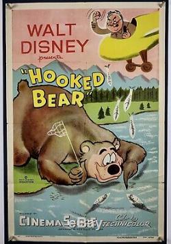 HOOKED BEAR Movie Poster (Fine-) One Sheet 1956 Walt Disney Smokey the Bear