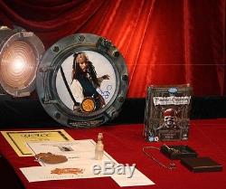 JOHNNY DEPP Signed PIRATES OF CARIBBEAN, DISNEY PROP Coin, Porthole COA DVD UACC