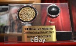 JOHNNY DEPP Signed PIRATES OF CARIBBEAN, Disney Prop SKULL & COIN, DVD, PSA COA