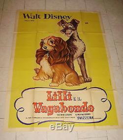 LADY AND THE TRAMP italian 55x79 movie poster 1955 Walt Disney affiche italy