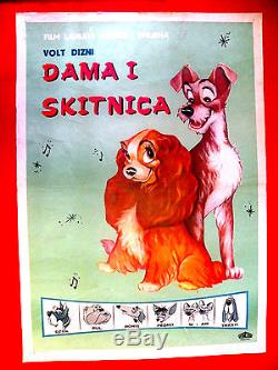 Lady And Tramp 1955 Walt Disney Dogs Cartoon Mega Rare Exyu Movie Poster