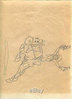 Melody Time Walt Disney Pecos Bill Widow Maker Sketch 1948 signed 10 x 12