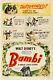 Movie Poster Bambi 1942 One Sheet 27x41 Vf-7 Style B Walt Disney
