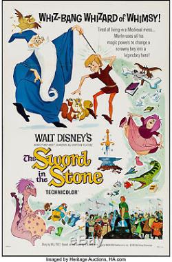Movie Poster The Sword in the Stone 1963 27x41 VF+8.5 Walt Disney Style A