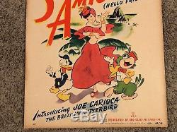 Original 1943 Saludos Amigos Window Card Movie Poster, Disney, 14x22