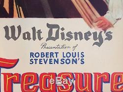 Original 1950 Walt Disney Treasure Island movie poster Linen Backed
