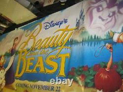 Original 1991 DISNEY BEAUTY & THE BEAST Huge Vinyl Banner 45 1/2 x 118 1/2