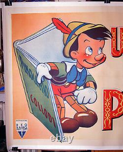 Original italian movie poster PINOCCHIO Walt Disney masterpiece RARE