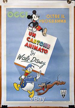 Original italian movie poster TODAY A CARTOON BY WALT DISNEY movie shorts RARE