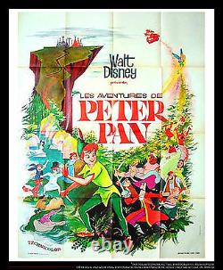 PETER PAN Walt Disney 4x6 ft Vintage French Grande Movie Poster 1965