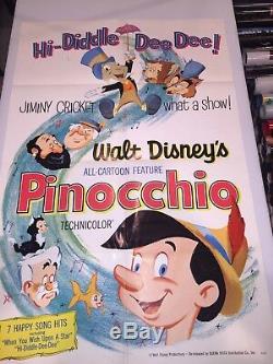 PINOCCHIO Original 27 X 41 SS/Folded Movie Poster 1962 DISNEY