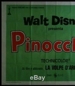 PINOCCHIO Original Movie Poster 55x117 Billboard Italian WALT DISNEY COLLODI