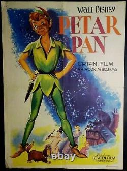 Peter Pan Walt Disney 1955 Mega Rare Original Vintage Exyu Movie Poster
