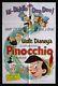 Pinocchio Cinemasterpieces 1sh Original Movie Poster Nm 1962r Walt Disney