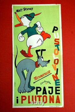 Pluto & Donald Duck Adventures Walt Disney 1956 Unique Rare Exyu Movie Poster