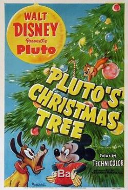 Plutos Christmas Tree Mickey Mouse Disney Animation 1952 1-sheet Linenbacked