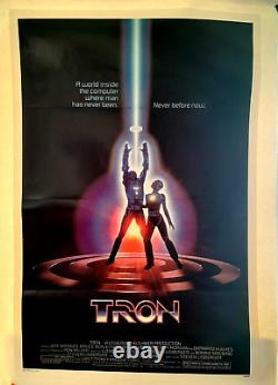 Poster on linen Walt Disney's TRON 1982 ORIGINAL 27x41 LINENBACKED Jeff Bridges