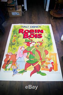 ROBIN HOOD Walt Disney 4x6 ft Vintage French Grande Movie Poster Original 1973