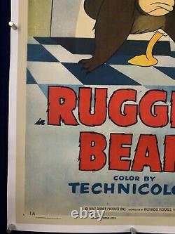 RUGGED BEAR One Sheet Movie Poster 1953 Walt Disney Donald Duck on LINEN