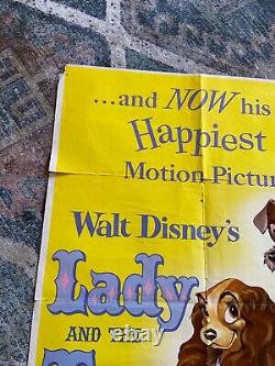 Rare Original 1955 Walt Disney's Lady And The Tramp 1-sh Movie Poster